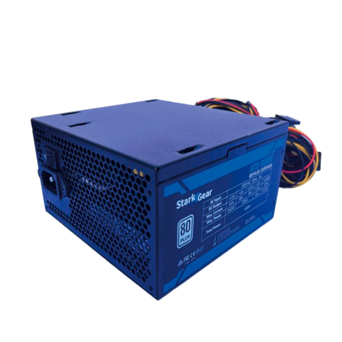 Fuente ATX 500W con certificación 80 PLUS White, eficiencia estable y conectores completos para equipos básicos o de entrada.
