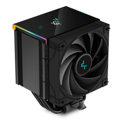 Cooler Deepcool AK500 Digital negro con pantalla de temperatura, 5 heatpipes y diseño silencioso de alto rendimiento.