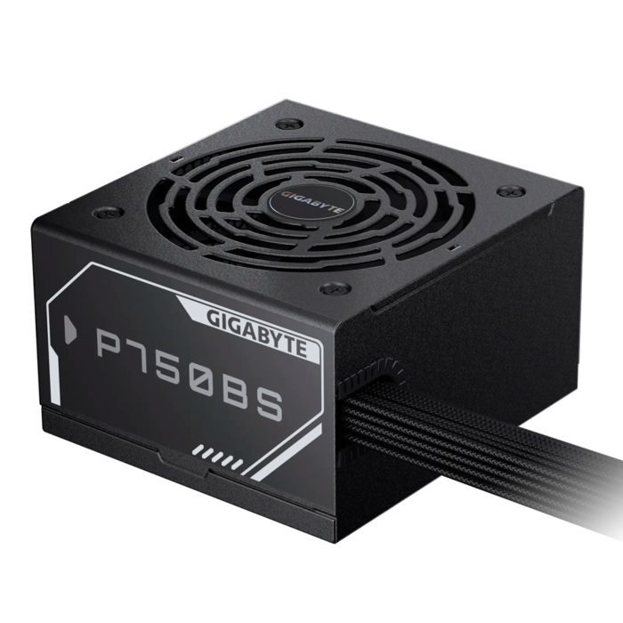 Fuente Gigabyte GP-P750BS de 750W con certificación 80 PLUS Bronze. Rendimiento eficiente y confiable para sistemas de gama media y alta