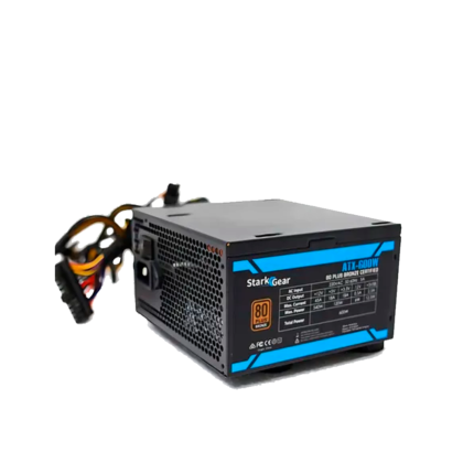 Fuente StarkGear 750W 80 PLUS Bronze Full Modular en formato ATX, con conectores completos y ventilador silencioso de 120 mm. Rendimiento estable y eficiente para PCs de alto rendimiento.