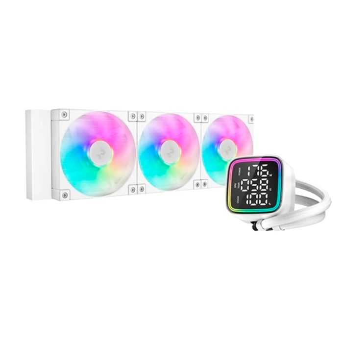 Cooler líquido Deepcool LD360 ARGB negro con 3 ventiladores RGB, radiador de 360 mm y bomba de alto rendimiento.