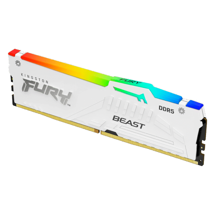 Memoria RAM DDR5 16GB 5200MHz Kingston Fury Beast White RGB con soporte XMP