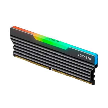 Memoria RAM Hiksemi Future RGB de 8GB DDR4 a 3200MHz, con disipador térmico de diseño estilizado e iluminación RGB personalizable. Rendimiento confiable para equipos de escritorio de gama media y alta.