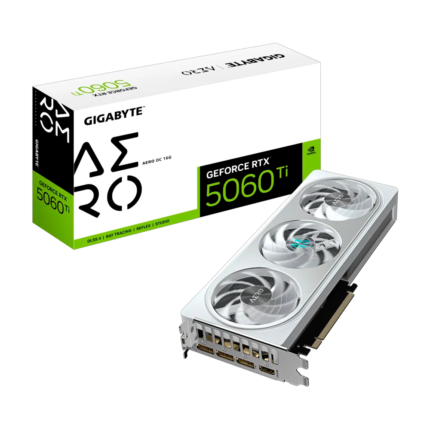 Tarjeta gráfica Gigabyte GeForce RTX 4060 Ti AERO OC 16GB con arquitectura NVIDIA Ada Lovelace, 16 GB GDDR6, DLSS 3, Ray Tracing, sistema de refrigeración WINDFORCE de triple ventilador y salidas HDMI 2.1a y DisplayPort 1.4a. Ideal para gaming en 1440p y 4K con alto rendimiento y eficiencia energética.