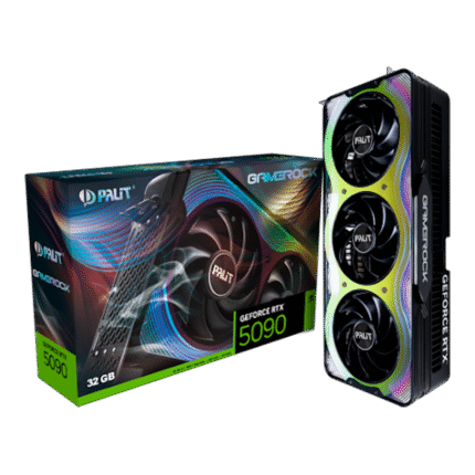 Tarjeta gráfica NVIDIA GeForce RTX 5090 Palit GameRock con 16 GB GDDR7, sistema de triple ventilador y diseño de alto rendimiento. Ideal para gaming extremo, creación profesional y experiencias 8K con tecnologías de última generación.