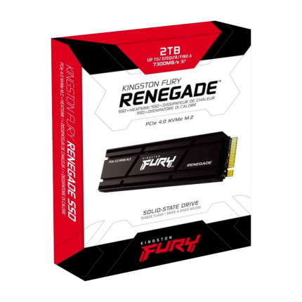 Kingston FURY Renegade 2TB PCIe 4.0 NVMe con velocidades extremas de hasta 7,300 MB/s. Potencia y capacidad para gaming profesional y cargas pesadas.