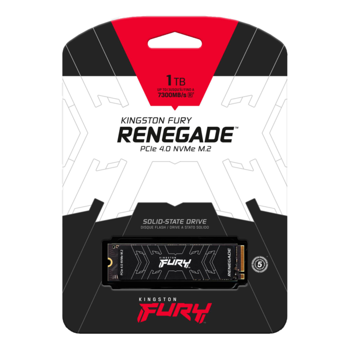 SSD Kingston FURY Renegade M.2 PCIe 4.0 con velocidades extremas de hasta 7,300 MB/s. Diseñado para jugadores y profesionales que exigen el máximo rendimiento en sus sistemas.