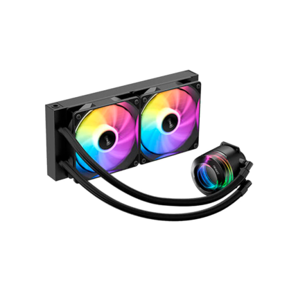 Cooler líquido Vortex LUM 240 ARGB con radiador de 240 mm, 2 ventiladores RGB y diseño con efecto espejo.