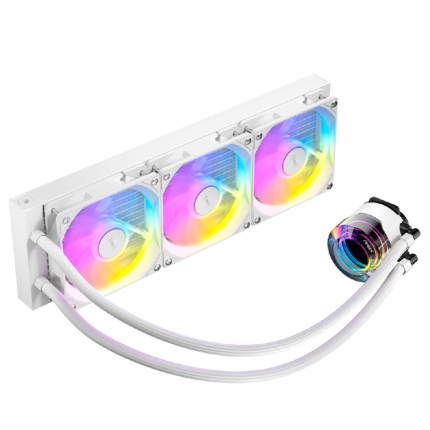 Cooler líquido Vortex LUM 360 WHITE ARGB con radiador de 360 mm, bomba con ARGB y 3 ventiladores de alto flujo.
