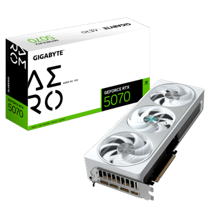 Tarjeta gráfica NVIDIA GeForce RTX 5070 AERO OC 12G, con arquitectura Blackwell, 12 GB GDDR7, refrigeración optimizada AERO, soporte para Ray Tracing de 4.ª generación, DLSS 4, hasta 8K y múltiples monitores.