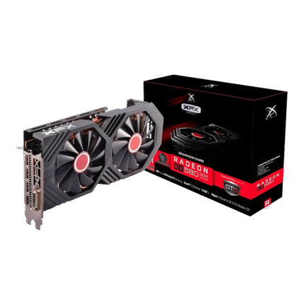 Tarjeta gráfica AMD Radeon RX 580 XFX RS 8GB GDDR5, arquitectura Polaris, refrigeración de doble ventilador, soporte para FreeSync, DirectX 12 y gaming en 1080p y 1440p.