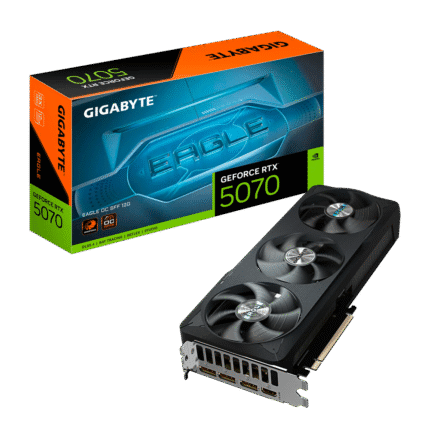La RTX 5070 12GB Eagle OC SFF de Gigabyte combina arquitectura Blackwell, memoria GDDR7 de 12 GB a 28 Gbps y refrigeración WINDFORCE con triple ventilador compacta. Diseñada para cajas SFF, ofrece conectividad DisplayPort 2.1b y HDMI 2.1b, requiere conector PCIe 12V‑2×6 y se recomienda fuente de 750 W. Ideal para gaming en 1440p y 4K con soporte total para Ray Tracing, DLSS 4 y las tecnologías más actuales.